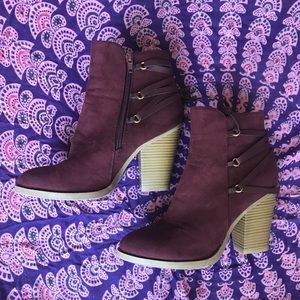 Maroon tassel ankle boots